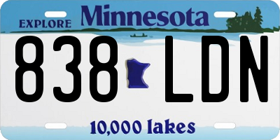 MN license plate 838LDN