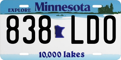 MN license plate 838LDO