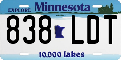 MN license plate 838LDT