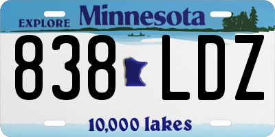 MN license plate 838LDZ