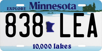MN license plate 838LEA