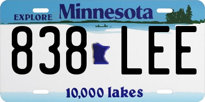 MN license plate 838LEE