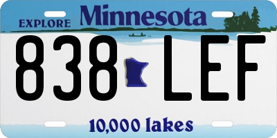 MN license plate 838LEF