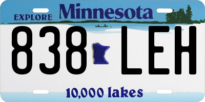 MN license plate 838LEH