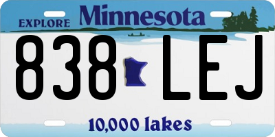 MN license plate 838LEJ