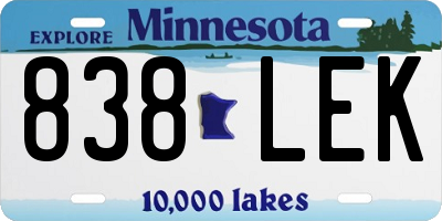 MN license plate 838LEK