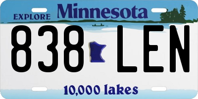 MN license plate 838LEN