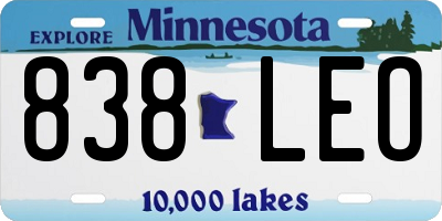 MN license plate 838LEO