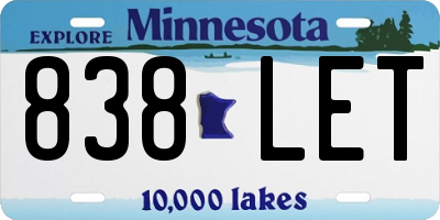 MN license plate 838LET