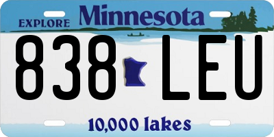 MN license plate 838LEU