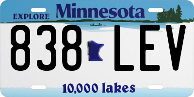 MN license plate 838LEV