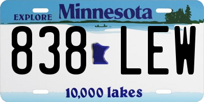 MN license plate 838LEW