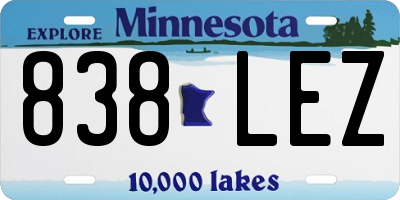 MN license plate 838LEZ