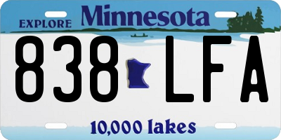 MN license plate 838LFA