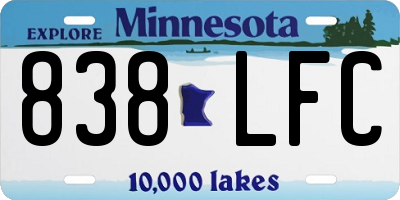 MN license plate 838LFC