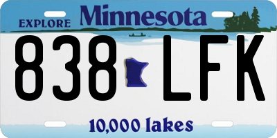 MN license plate 838LFK