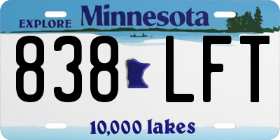 MN license plate 838LFT