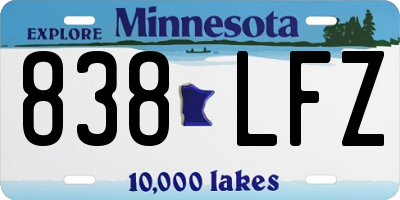 MN license plate 838LFZ