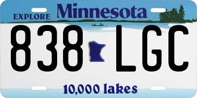 MN license plate 838LGC