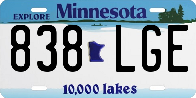MN license plate 838LGE
