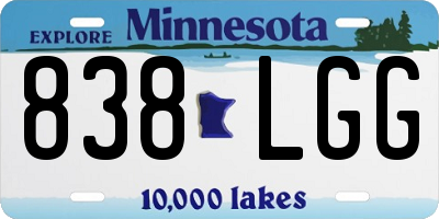 MN license plate 838LGG