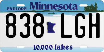 MN license plate 838LGH