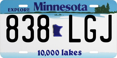 MN license plate 838LGJ