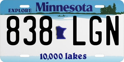 MN license plate 838LGN