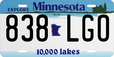 MN license plate 838LGO