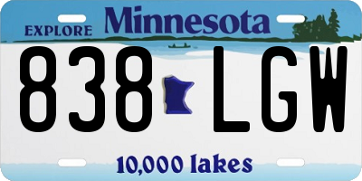 MN license plate 838LGW