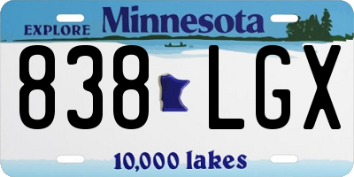 MN license plate 838LGX