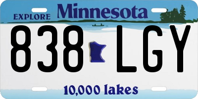 MN license plate 838LGY