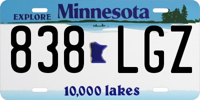 MN license plate 838LGZ