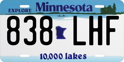 MN license plate 838LHF