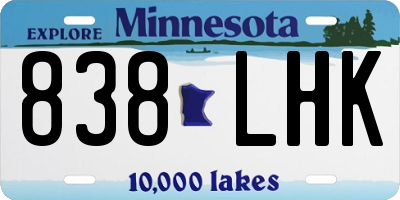 MN license plate 838LHK