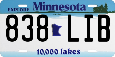 MN license plate 838LIB