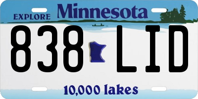 MN license plate 838LID