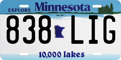 MN license plate 838LIG
