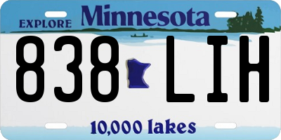 MN license plate 838LIH