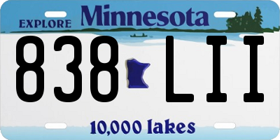MN license plate 838LII