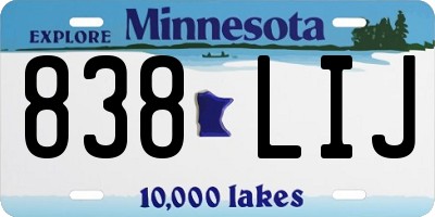 MN license plate 838LIJ