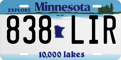 MN license plate 838LIR