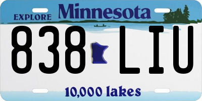 MN license plate 838LIU