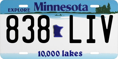 MN license plate 838LIV
