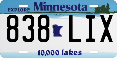 MN license plate 838LIX