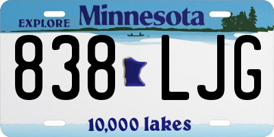 MN license plate 838LJG