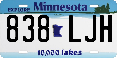 MN license plate 838LJH