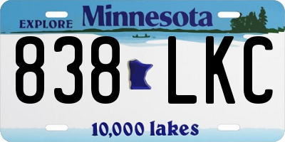 MN license plate 838LKC