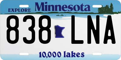 MN license plate 838LNA
