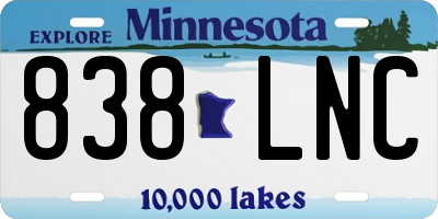 MN license plate 838LNC